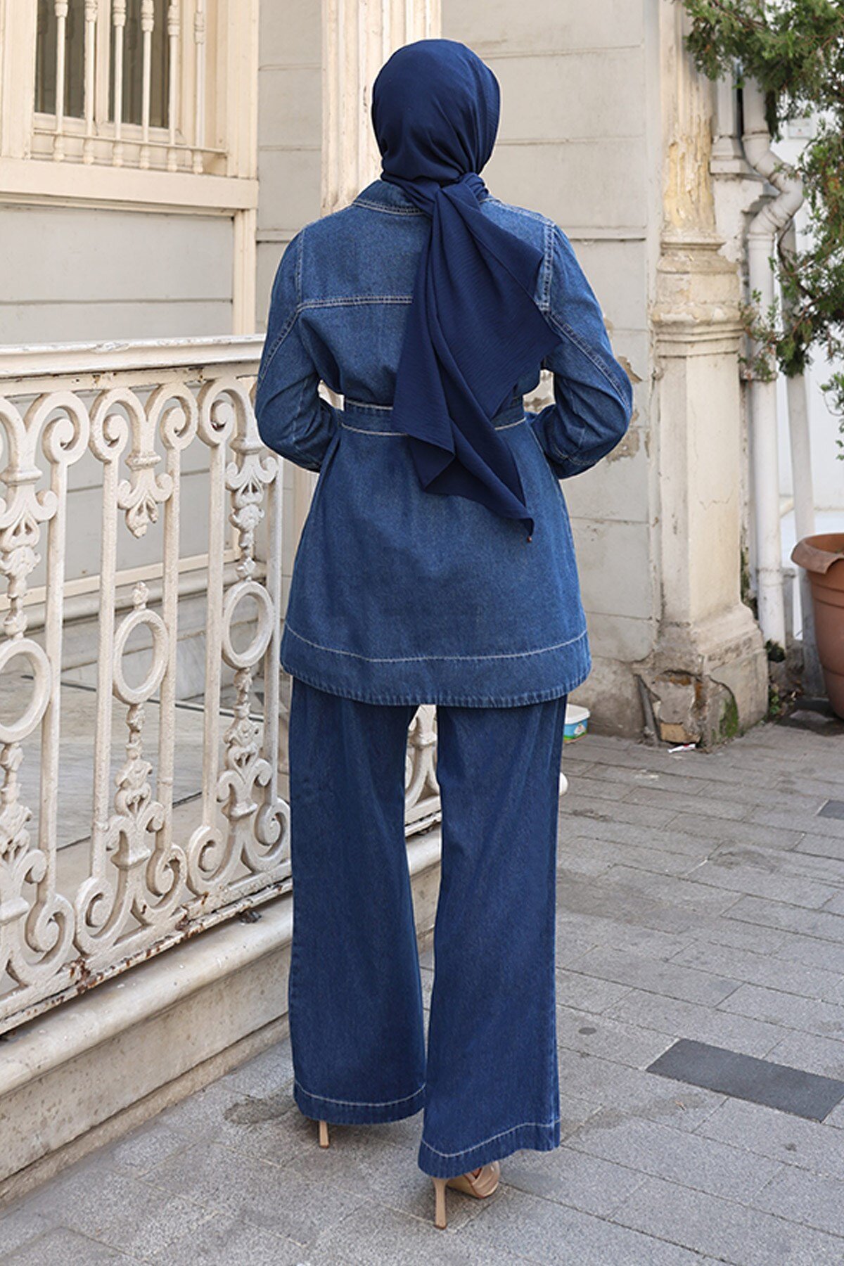 Koyu Mavi Deniz Klasik Denim İkili Takım - Modamihram