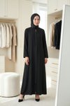 Piped Abaya - Gray