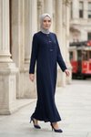 Accessory Detailed Abaya - Navy Blue