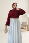 Straight-Cut Basic Combed Cotton Tunic - Burgundy