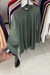 Haki Suprem Penye Asimetrik Bağcıklı Tunik
