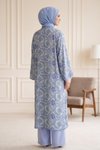 Mavi Desenli Kimono Tunik Takım