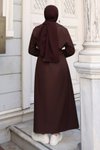 Kahverengi Uzun Kruvaze Kemerli Trençkot