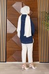 Koyu Mavi Oversize Stil Cepli Fermuarlı Ceket