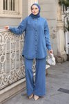 Açık Mavi Oversize Denim Takım