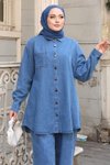 Açık Mavi Oversize Denim Takım