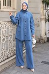 Açık Mavi Oversize Denim Takım
