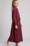 Full-Shirt Eyelet Cotton Dress - Bordeaux