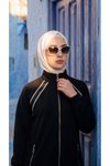 Siyah Dik Yaka Fermuarlı Bol Paça Takım