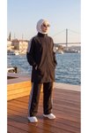 Siyah Şerit Detaylı Fermuarlı Eşofman Takım
