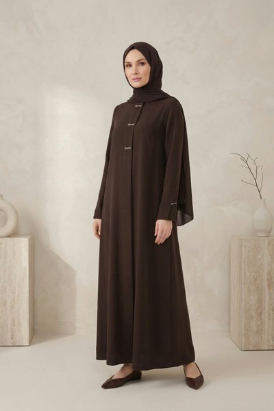Accessory Detailed Abaya - Brown