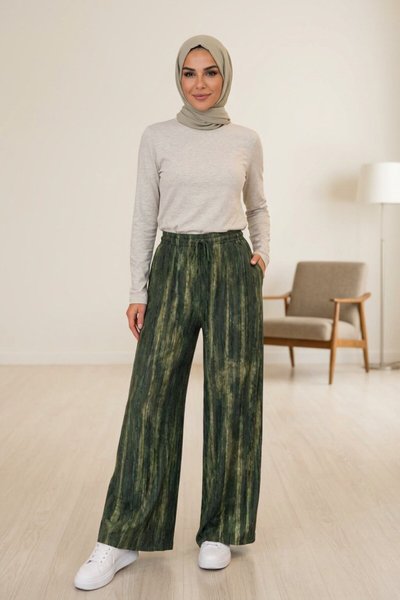 Relaxed Organic Cotton Sporty Pants - Green