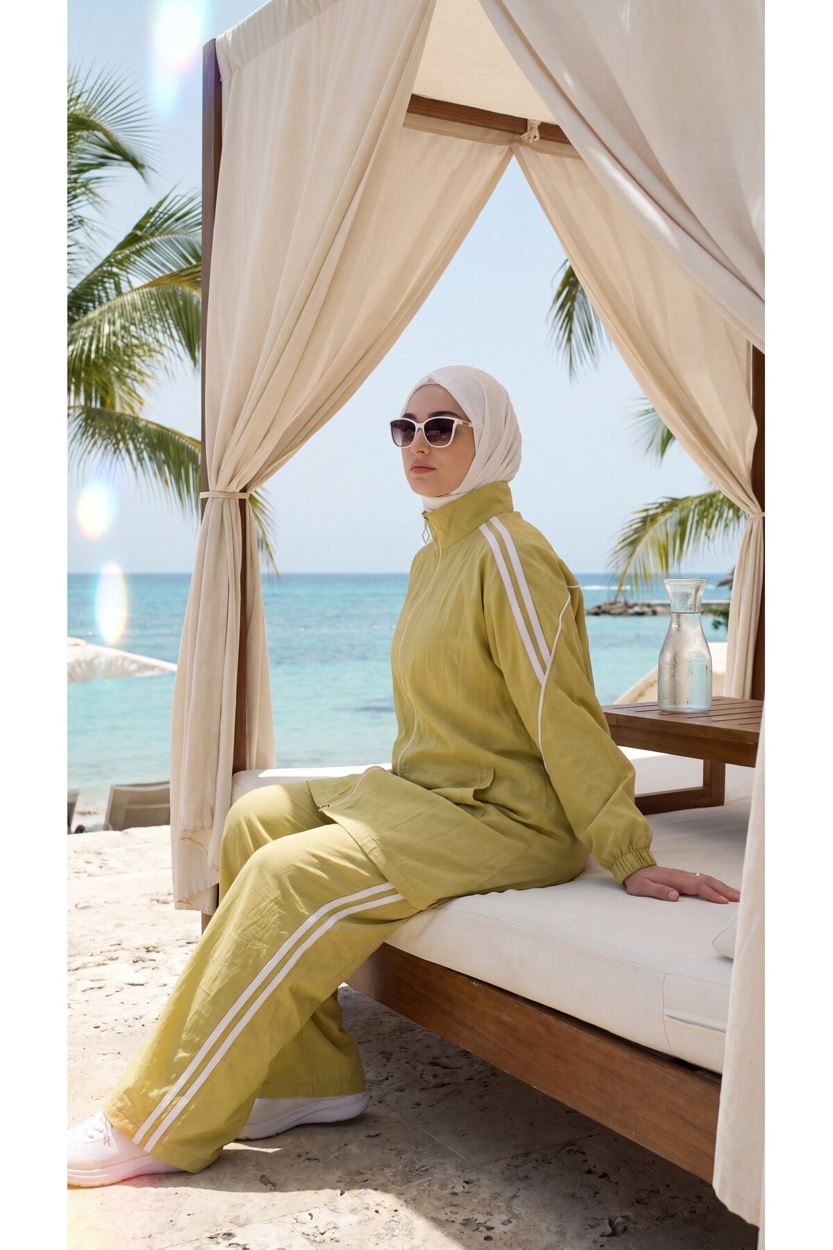 Safran Rahat Kesim Şerit Detaylı Eşofman Takım - Wovi Moda