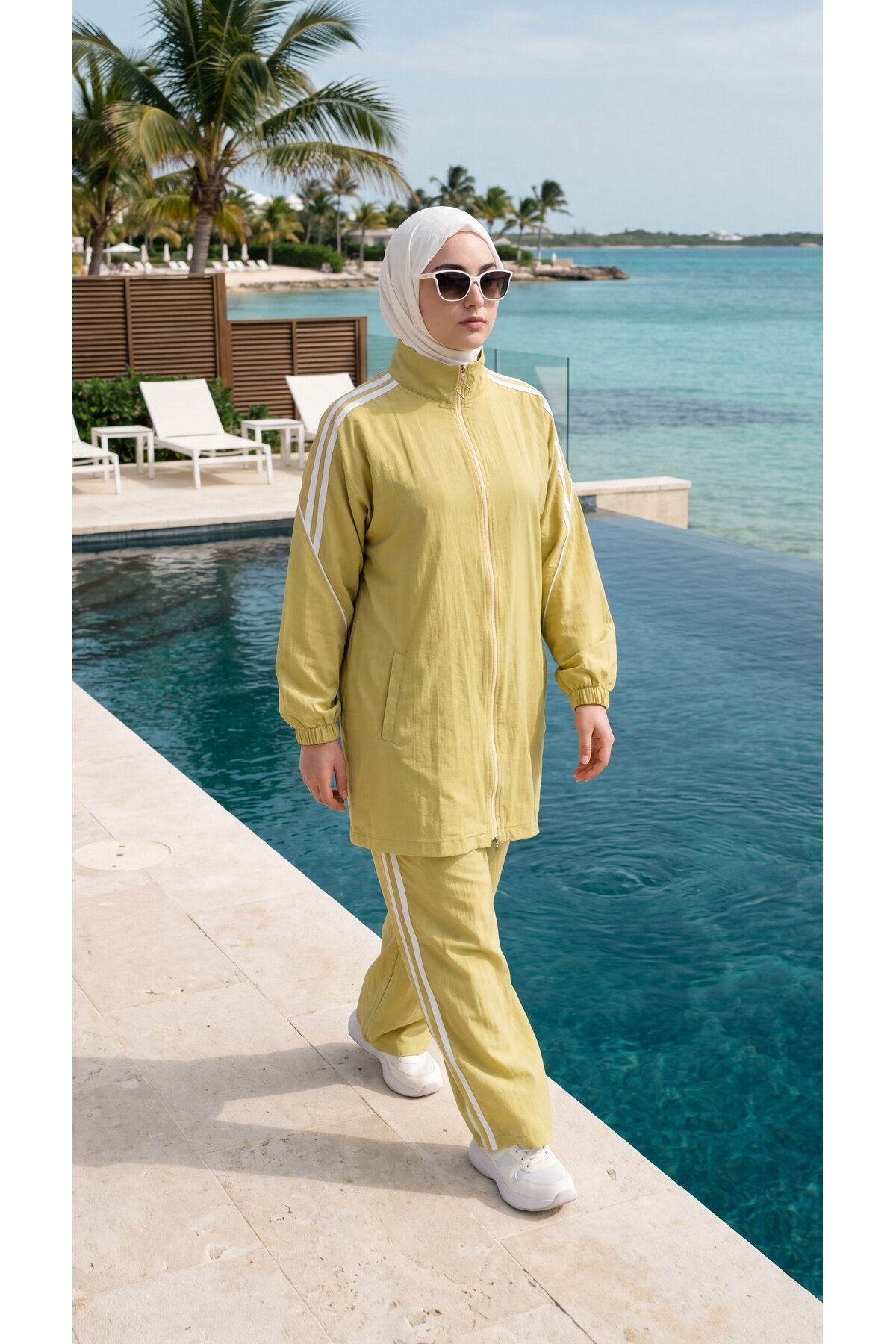 Safran Rahat Kesim Şerit Detaylı Eşofman Takım - Wovi Moda