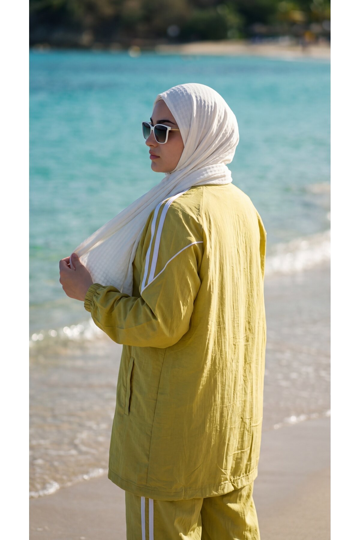 Safran Rahat Kesim Şerit Detaylı Eşofman Takım - Wovi Moda