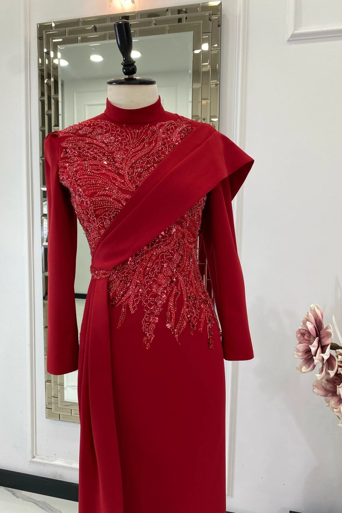 فستان سهرة أحمر - MK-MODA