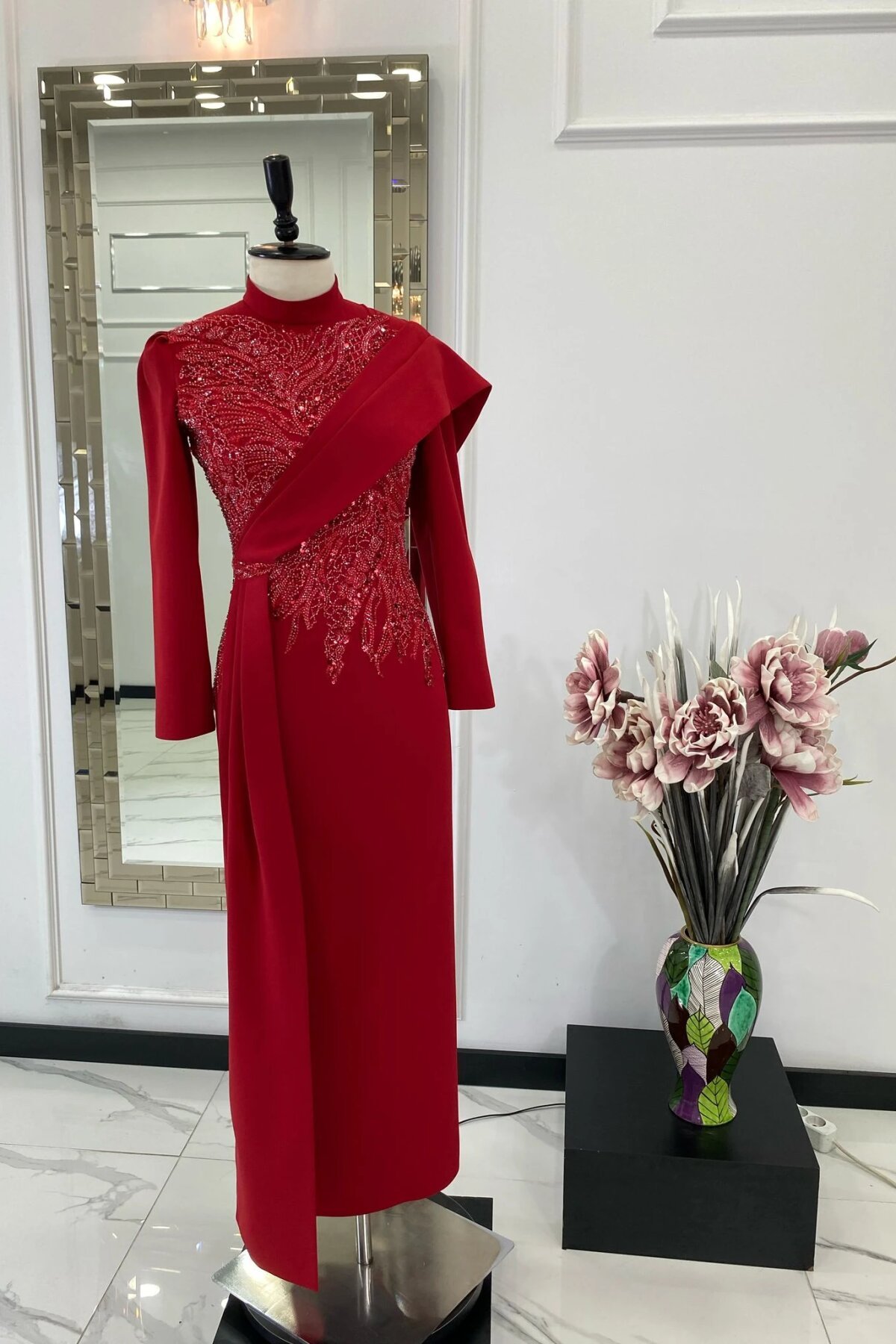 فستان سهرة أحمر - MK-MODA