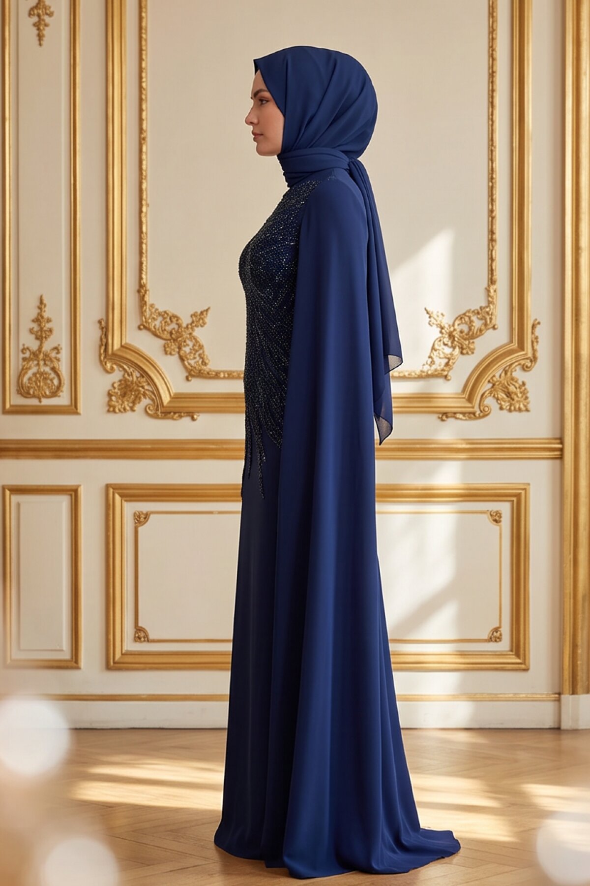 Lacivert Abiye Elbise - MK-MODA