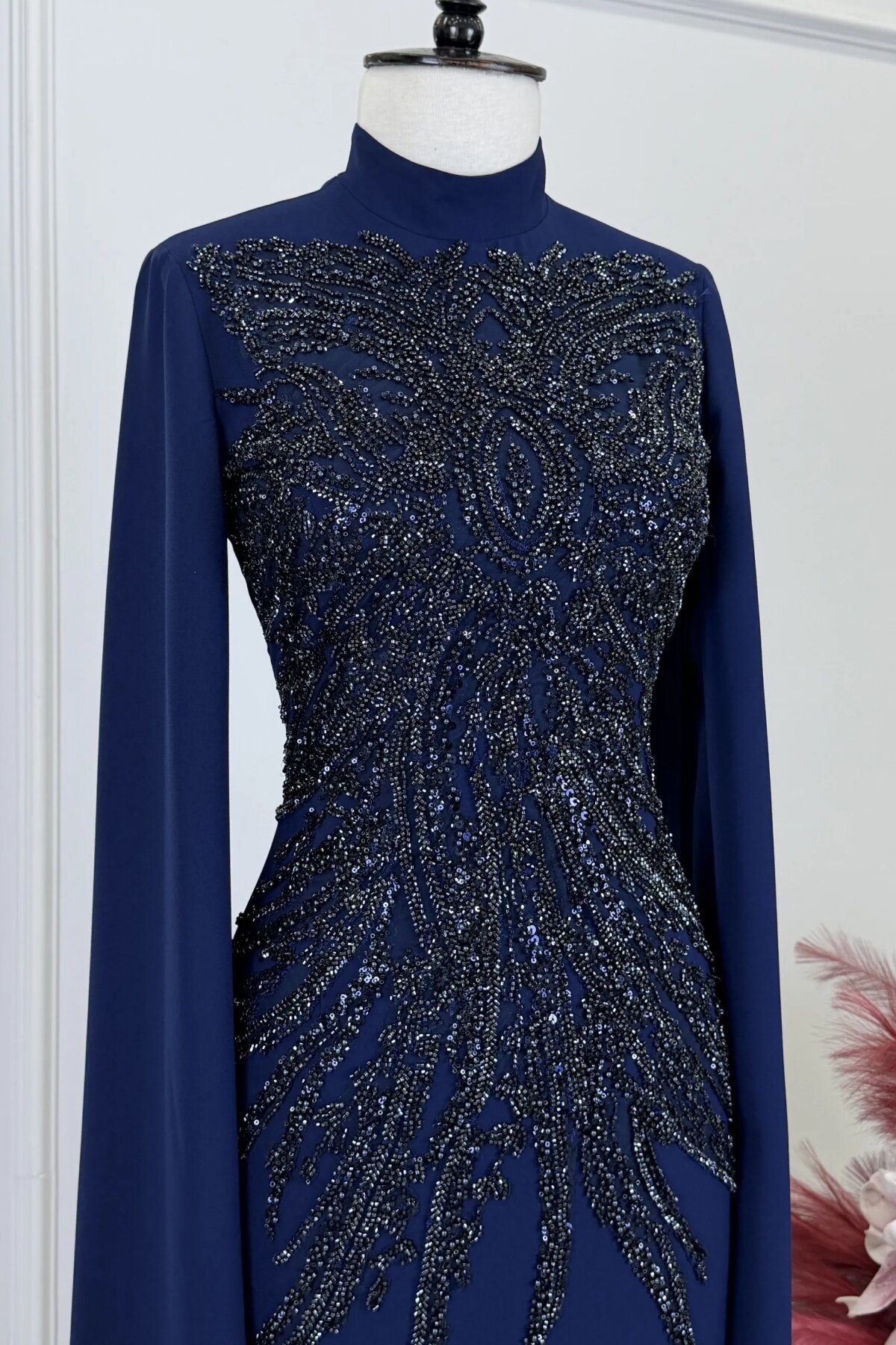 Lacivert Abiye Elbise - MK-MODA