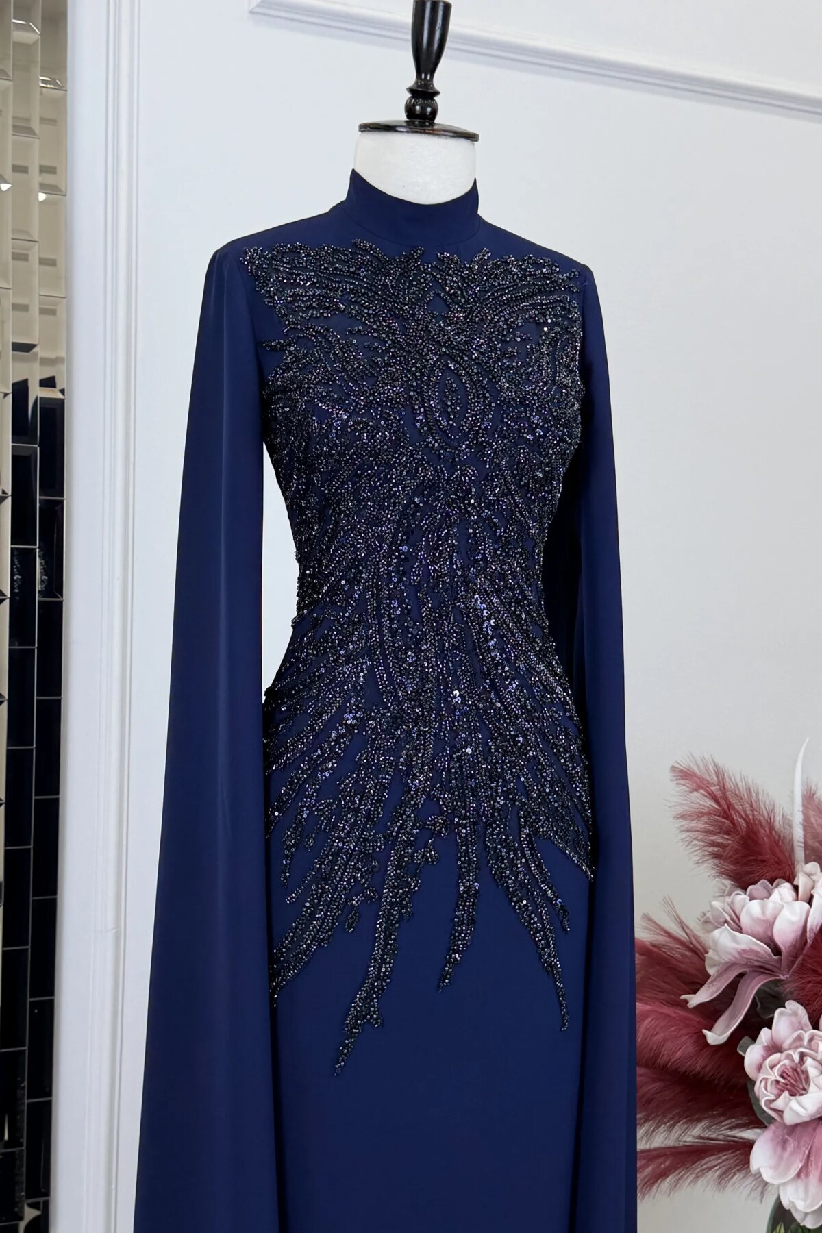 Lacivert Abiye Elbise - MK-MODA