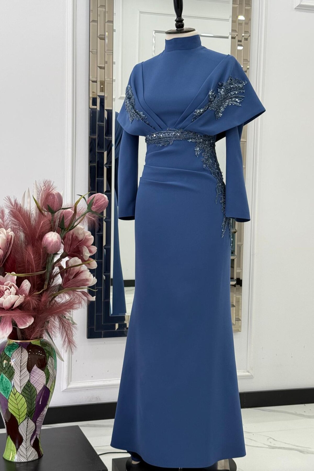 فستان سهرة نيلي - MK Moda Tasarım