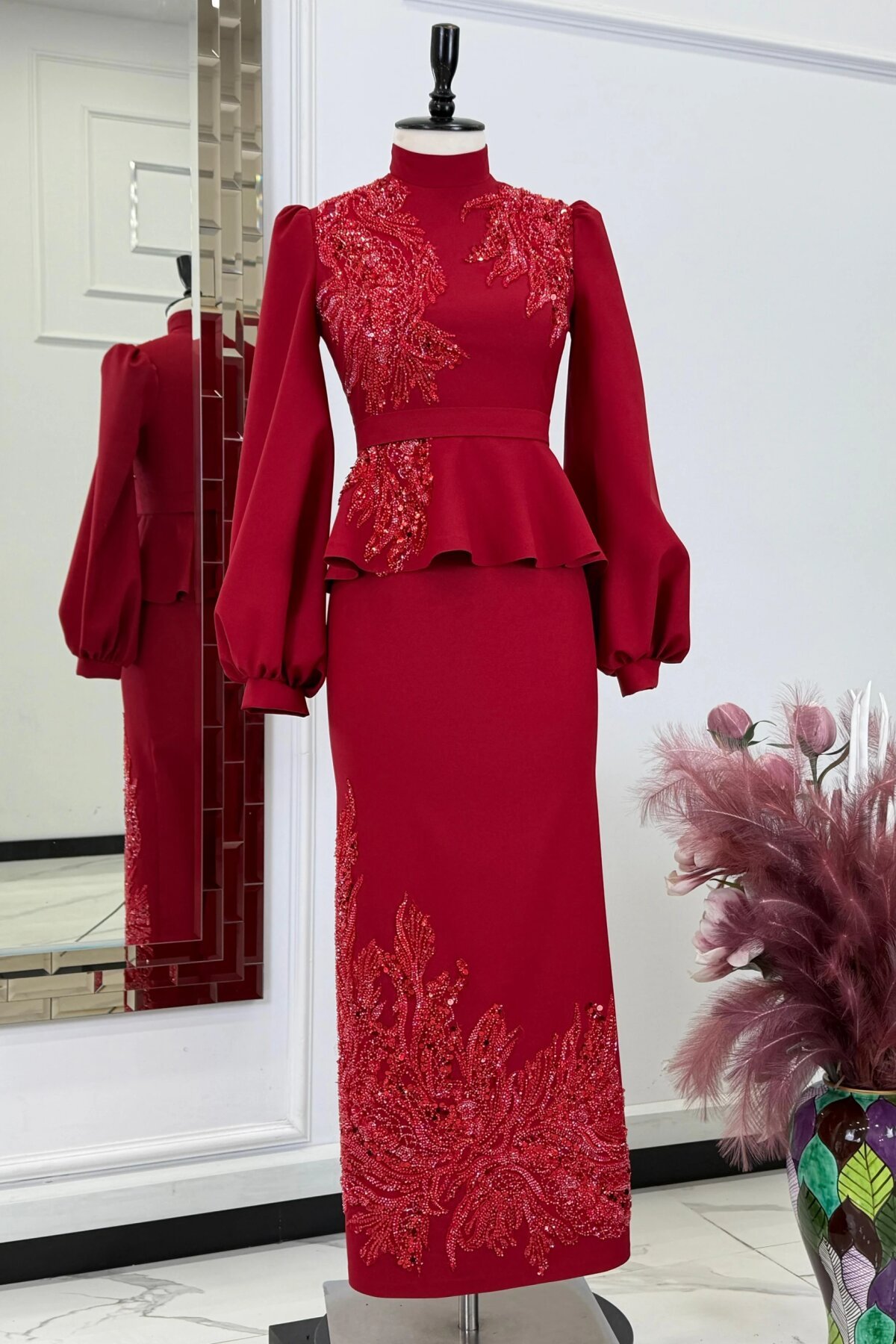 فستان سهرة أحمر MK357 - MK Moda Tasarım