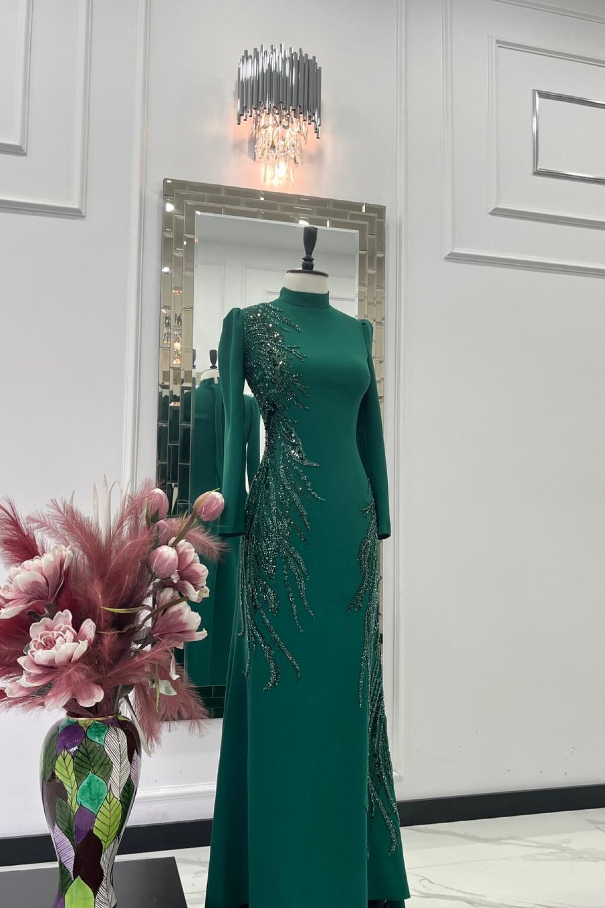 Zümrüt Yeşil MK342 Abiye Elbise - MK Moda Tasarım