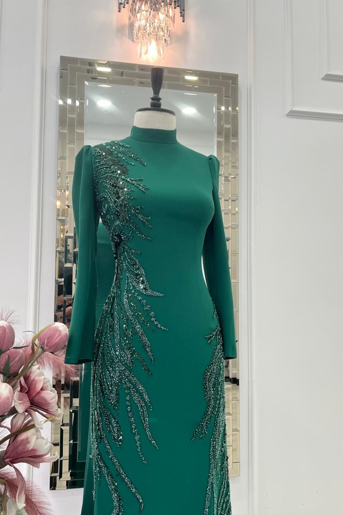 Zümrüt Yeşil MK342 Abiye Elbise - MK Moda Tasarım