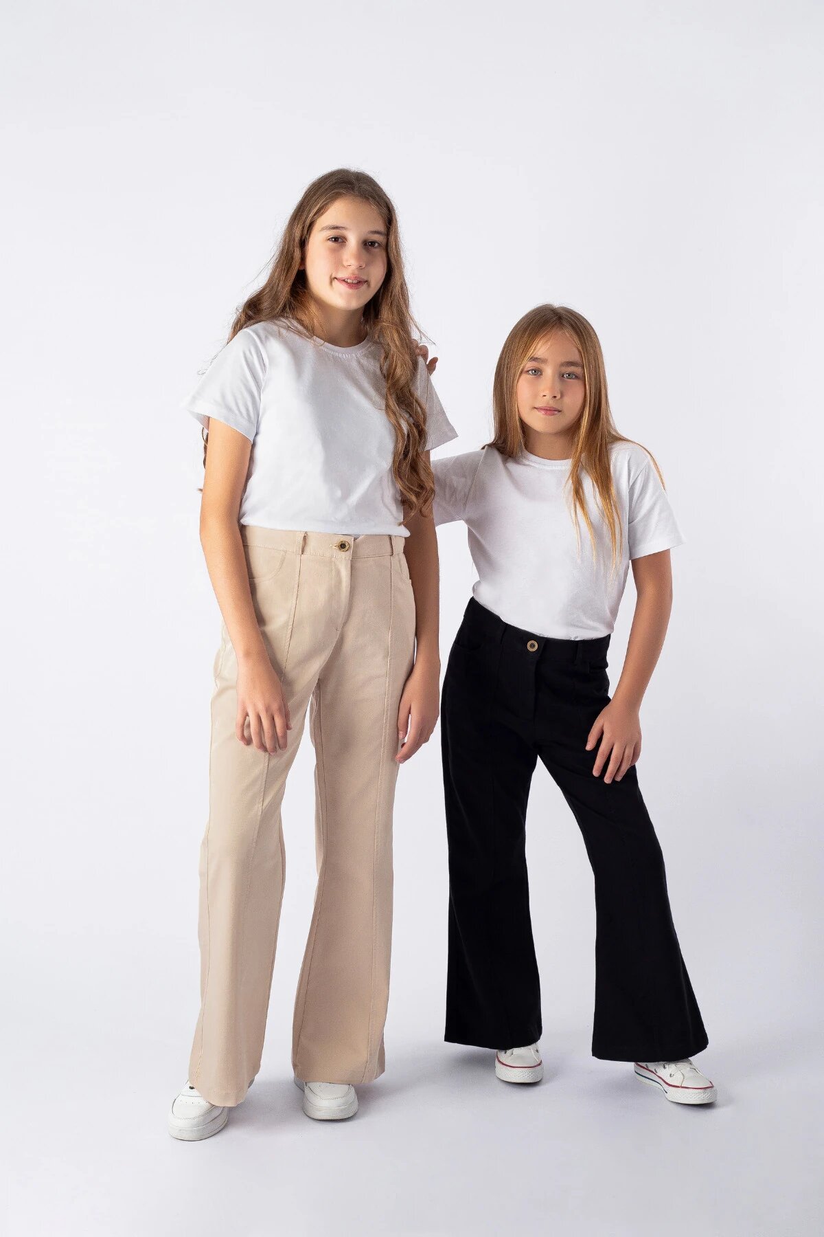 بنطال بناتي بيج غابردين بقصة أرجل واسعة وخصر مطاطي ليكرا - Pafim Kids