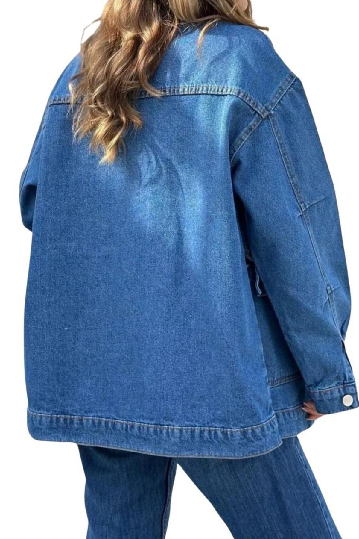 Mavi Oversize Kot Ceket - Pasaklı Giyim