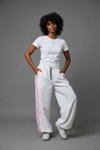 Beyaz Şerit Detaylı Bol Baggy Pantolon