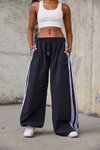 Siyah Bol Baggy Şerit Detaylı Pantolon
