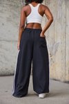 Siyah Bol Baggy Şerit Detaylı Pantolon