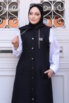 Siyah Uzun Kapitone Yelek