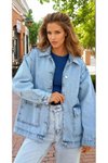 Buz Mavi Oversize Kot Ceket
