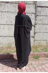 Siyah Yarasa Kol Keten Karışımlı Gömlek Elbise Tunik