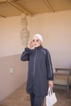 Antrasit Rahat Kesim Biyeli Boydan Fermuarlı Eşofman Takımı