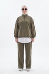 Haki Oversize Eşofman Sweatshirt ve Pantolon Takım