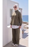 Haki Oversize Eşofman Sweatshirt ve Pantolon Takım