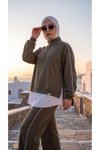 Haki Oversize Eşofman Sweatshirt ve Pantolon Takım