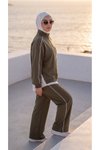 Haki Oversize Eşofman Sweatshirt ve Pantolon Takım