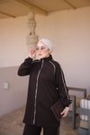 Kahverengi Rahat Kesim Biyeli Boydan Fermuarlı İkili Takım