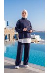 Lacivert Oversize Eşofman Sweatshirt Ve Pantolon Takım