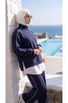 Lacivert Oversize Eşofman Sweatshirt Ve Pantolon Takım
