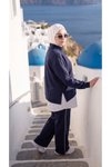 Lacivert Oversize Eşofman Sweatshirt Ve Pantolon Takım