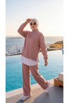 Pembe Oversize Eşofman Sweatshirt ve Pantolon Takım