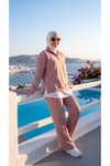 Pembe Oversize Eşofman Sweatshirt ve Pantolon Takım