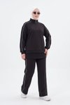 Siyah Oversize Eşofman Sweatshirt ve Pantolon Takım