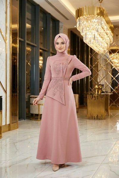 Pudra Pembe MK333 Abiye Elbise