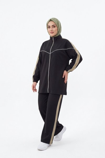 Siyah Oversize Rahat Kesim Eşofman Takımı - Wovi Moda